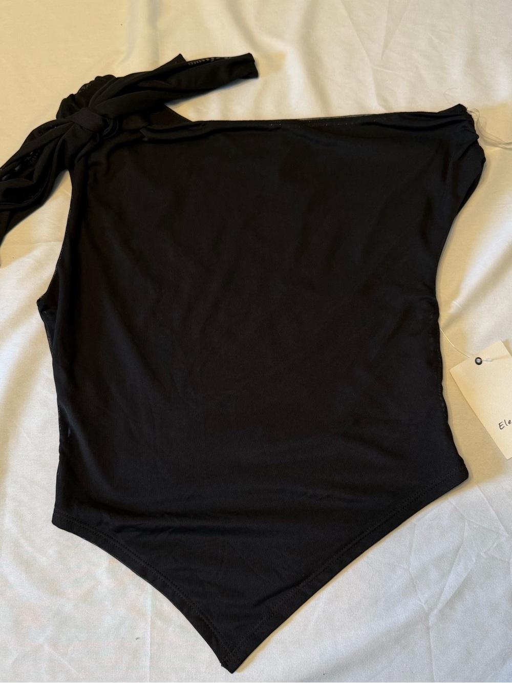 Electric Family Black One-Shoulder Tie Top